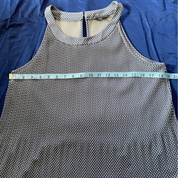 Adrianna Papell Micro Polka Dot Stretch Halter Tank Top Size L Gray White - Picture 7 of 9